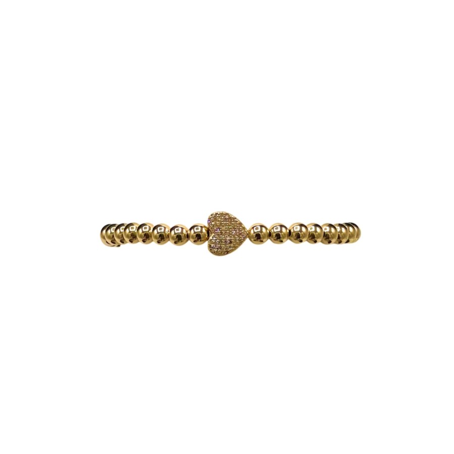 2mm Signature Bracelet with 14K Gold Diamond Bead 7.5 / Yellow Gold